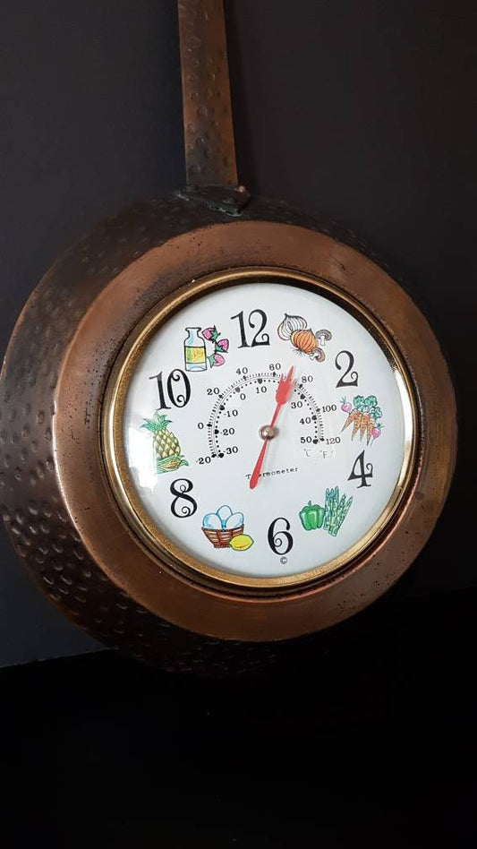 Vintage Copper Kitchen Thermometer/ Mid Century Kitsch Kitchen/ Farmhouse Thermometer Decor