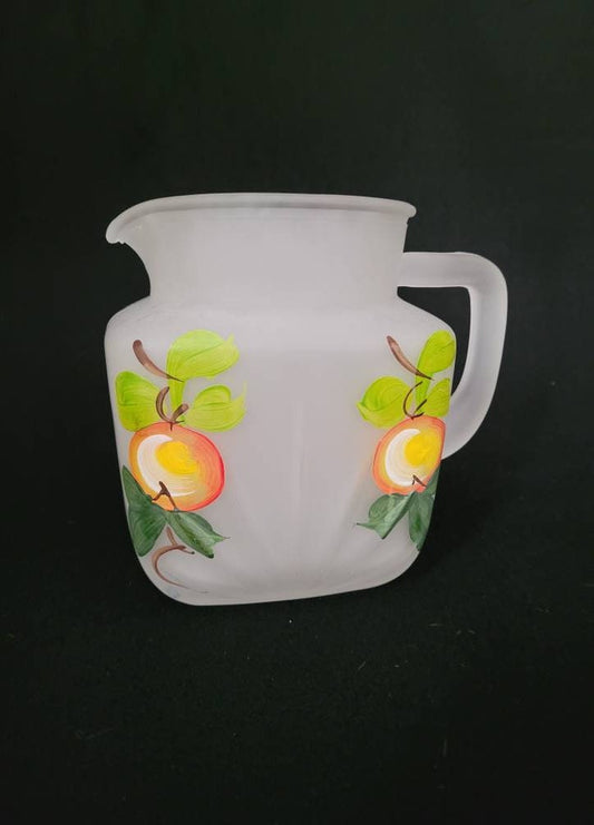 Vintage Gay Fad Studio Peach Pitcher/ 1950's Kitchiana Glassware/ Gay Fad Studio Peach Design