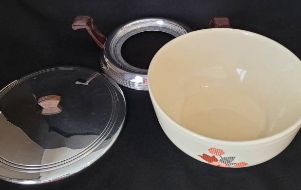 1930's Bak-Serv Casserole Dish & Cradle/ Good Housekeeping Oven Proof Casserole Serving Set/ Paden City Pottery Kitchenware