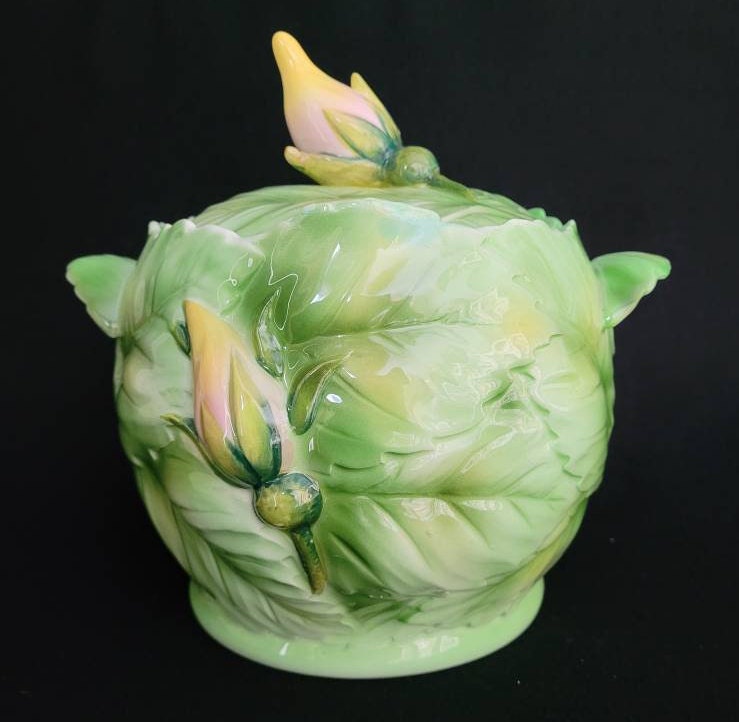 Cabbage Rose Flower Face Cookie Jar/ 1950's Cookie Jar Collectible/ Vintage PY Cabbage Rose  Cookie Jar