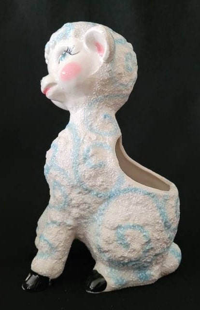 Kitschy 1950's Lamb Planter/ Ceramic Lamb Planter Collectible/ Mid Century Anthropomorphic Planter