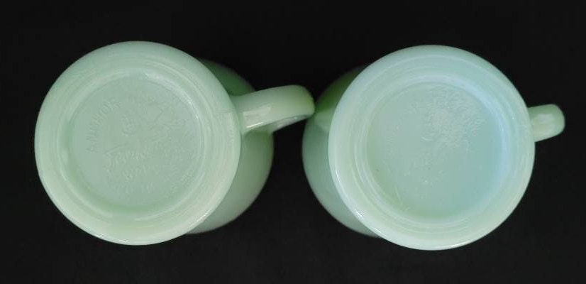 Jadeite Anchor Hocking Fire King Mugs/ Vintage D Handle Jadeite Mugs/ Retro 60's Kitchenware