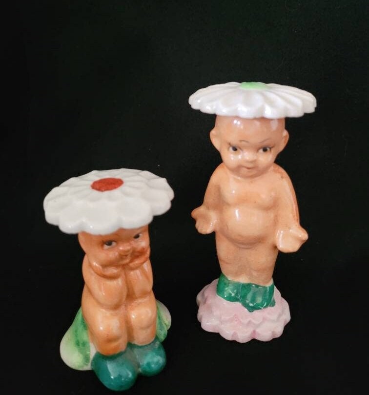 1940's Kewpie Doll Salt & Pepper Shaker/ Vintage Naked Baby Shaker Set