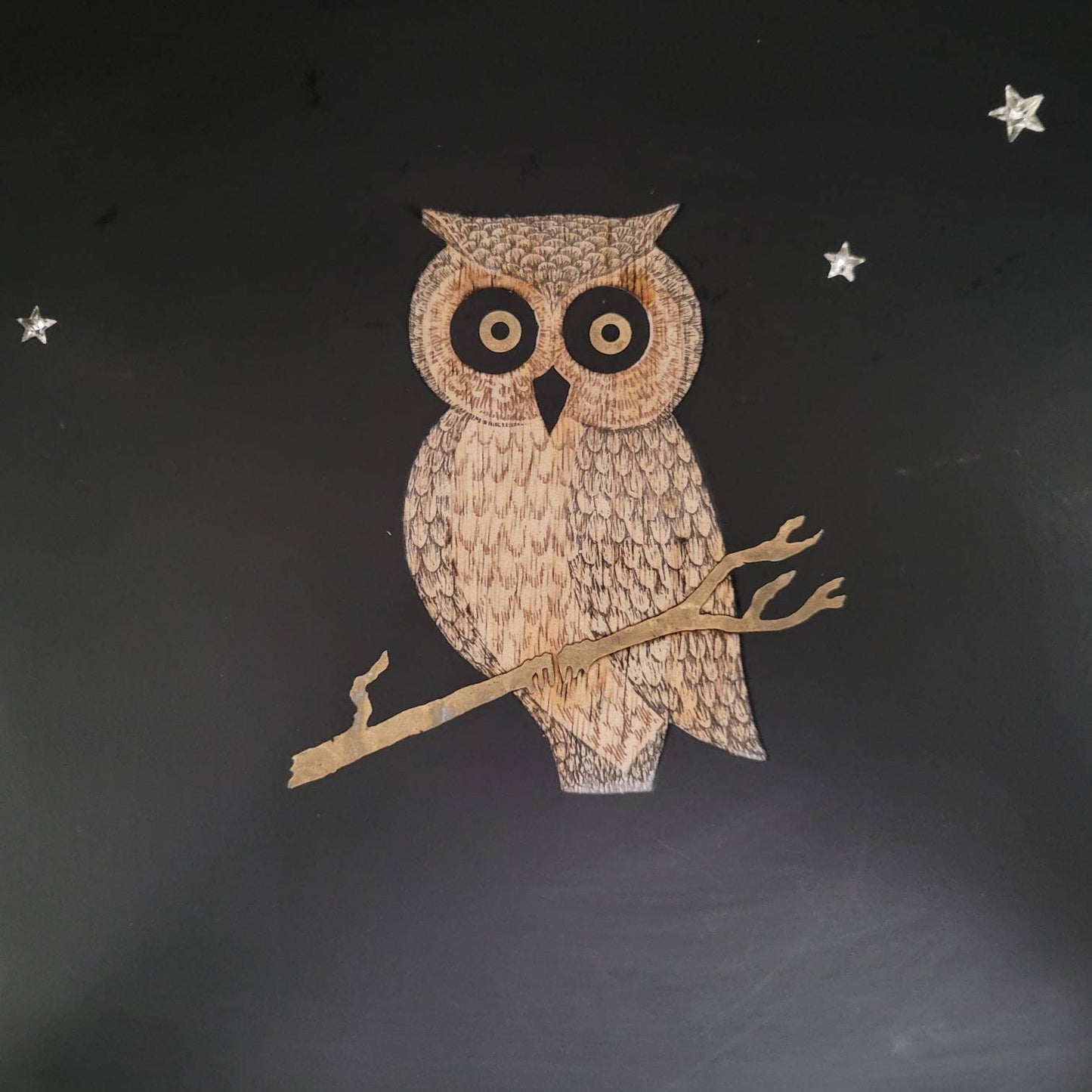 Couroc Owl Serving Tray/ Mid Century COUROC of Monterey Owl with Rhinestone Stars Tray