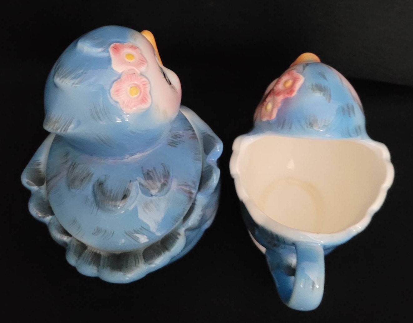 Lefton Bluebird Cream & Sugar Set/ Bluebird Lefton Collectible/ Vintage Lefton Bluebirds