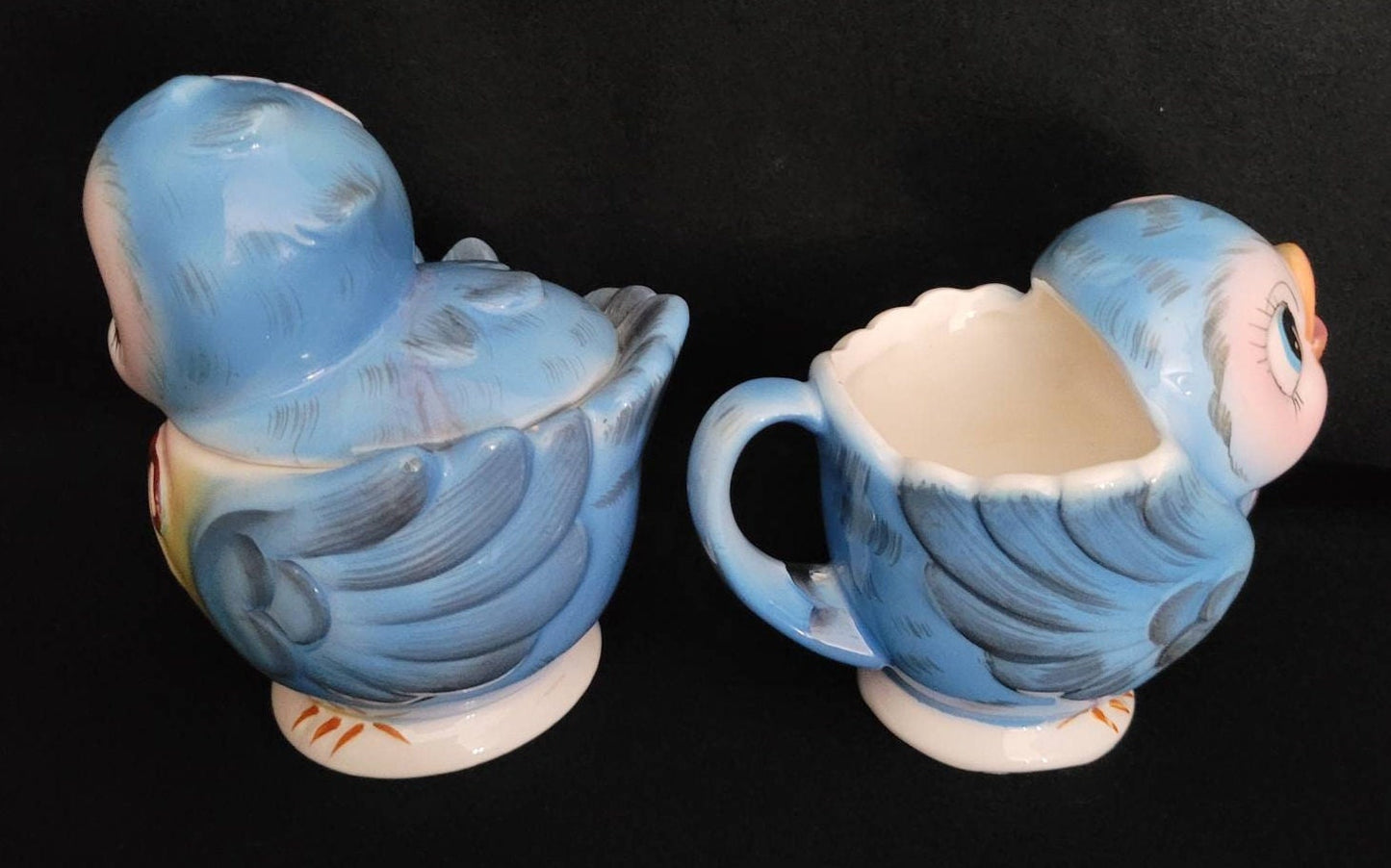 Lefton Bluebird Cream & Sugar Set/ Bluebird Lefton Collectible/ Vintage Lefton Bluebirds