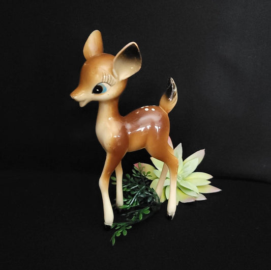 Vintage Large Plastic Deer Figure/ Holiday Vintage Reindeer/ Mid Century Bambi Collectible