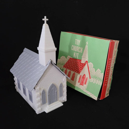 Vintage Plastic Toy Church Kit/ Kitschy Plasticville Church/ Mid Century Holiday Decor