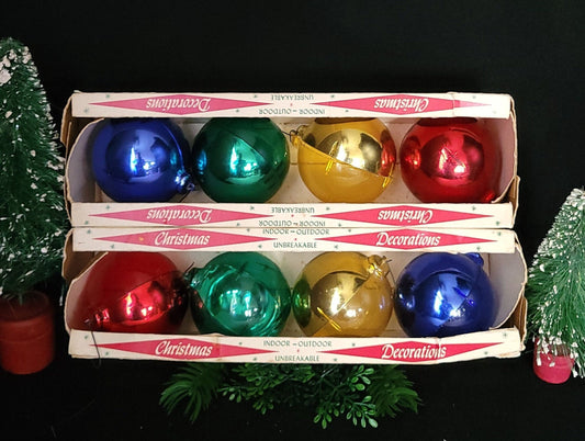 Vintage Jewelbrite Christmas Ornaments/ Mid Century Christmas Tree Decor/ 1950's Kitschy Plastic Unbreakable Ornaments