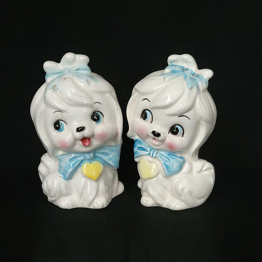 Lefton Anthropomorphic Mr. Toodles Salt & Pepper Set/ Mr. Toodles Lefton Collectible/ Vintage Lefton Maltese Puppy