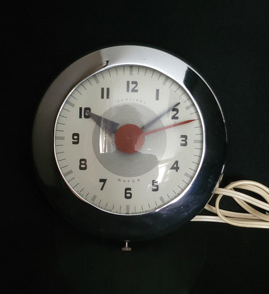 Art Deco Ingraham Sentinel Wafer Wall Clock/ Vintage Electric Kitchen Wall Clock/  Henry Dreyfuss Sentinel Wafer Wall Clock