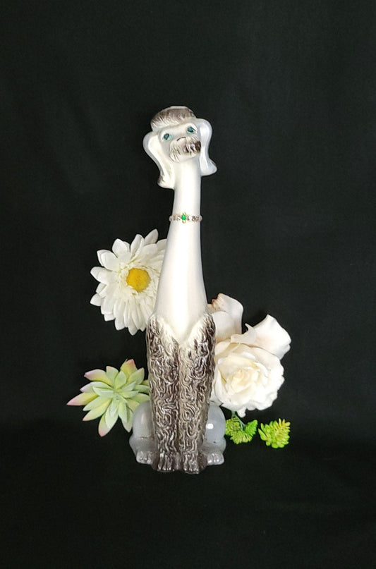 Vintage Tall Poodle Figurine/ Kitschy 1950's Poodle Decor/ 1960 Long Neck Poodle figurine