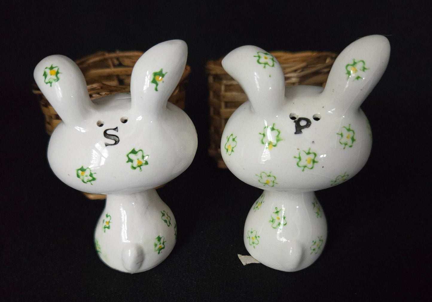 Holt Howard Bunnies Salt & Pepper in Basket 1958/ Anthropomorphic Holt Howard Bunny/ Holt Howard Collectible Shakers