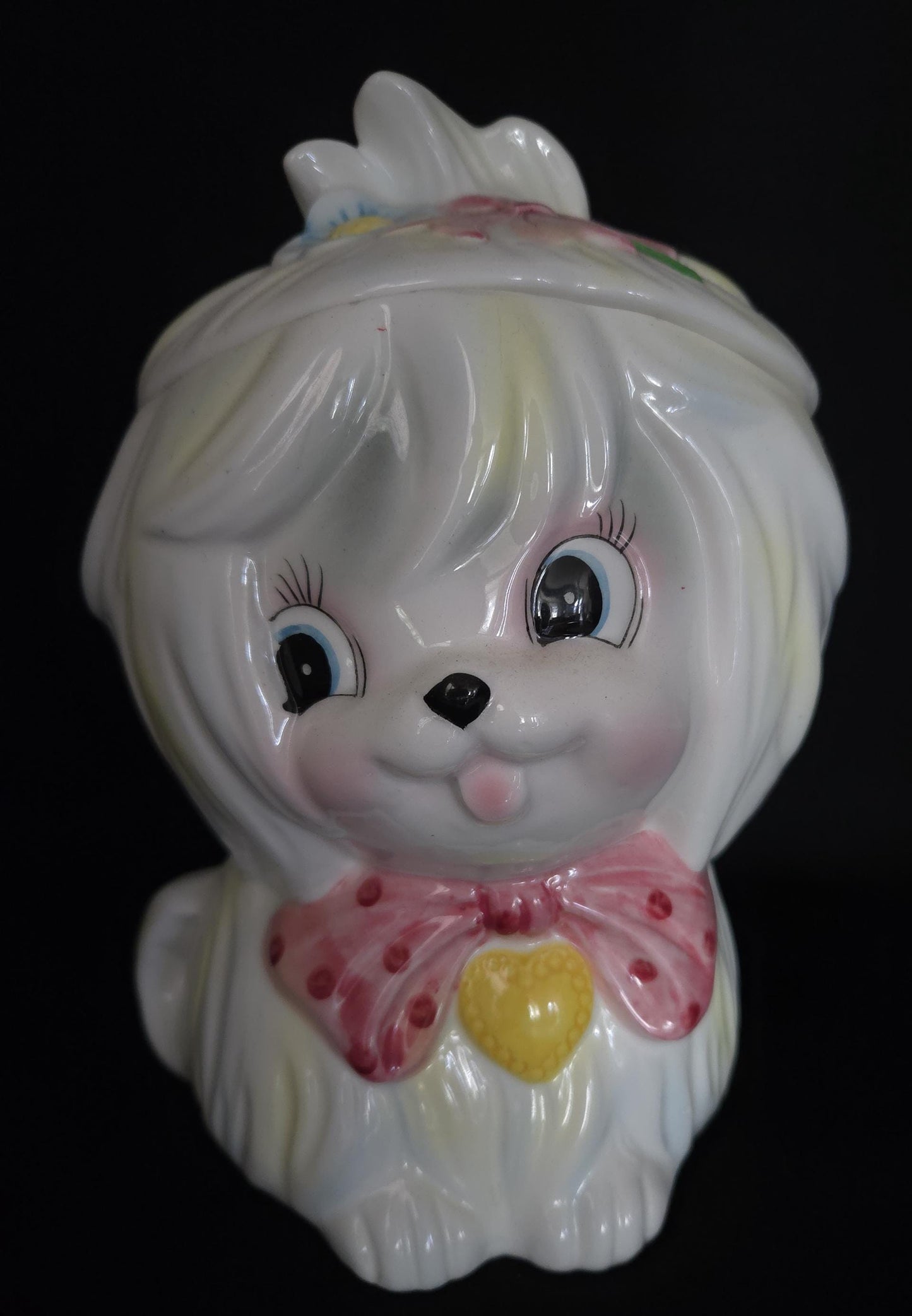 Rare PY Maltese Puppy Anthropomorphic Cookie Jar/ 1950's Cookie Jar Collectible/ Vintage PY Puppy Cookie Jar