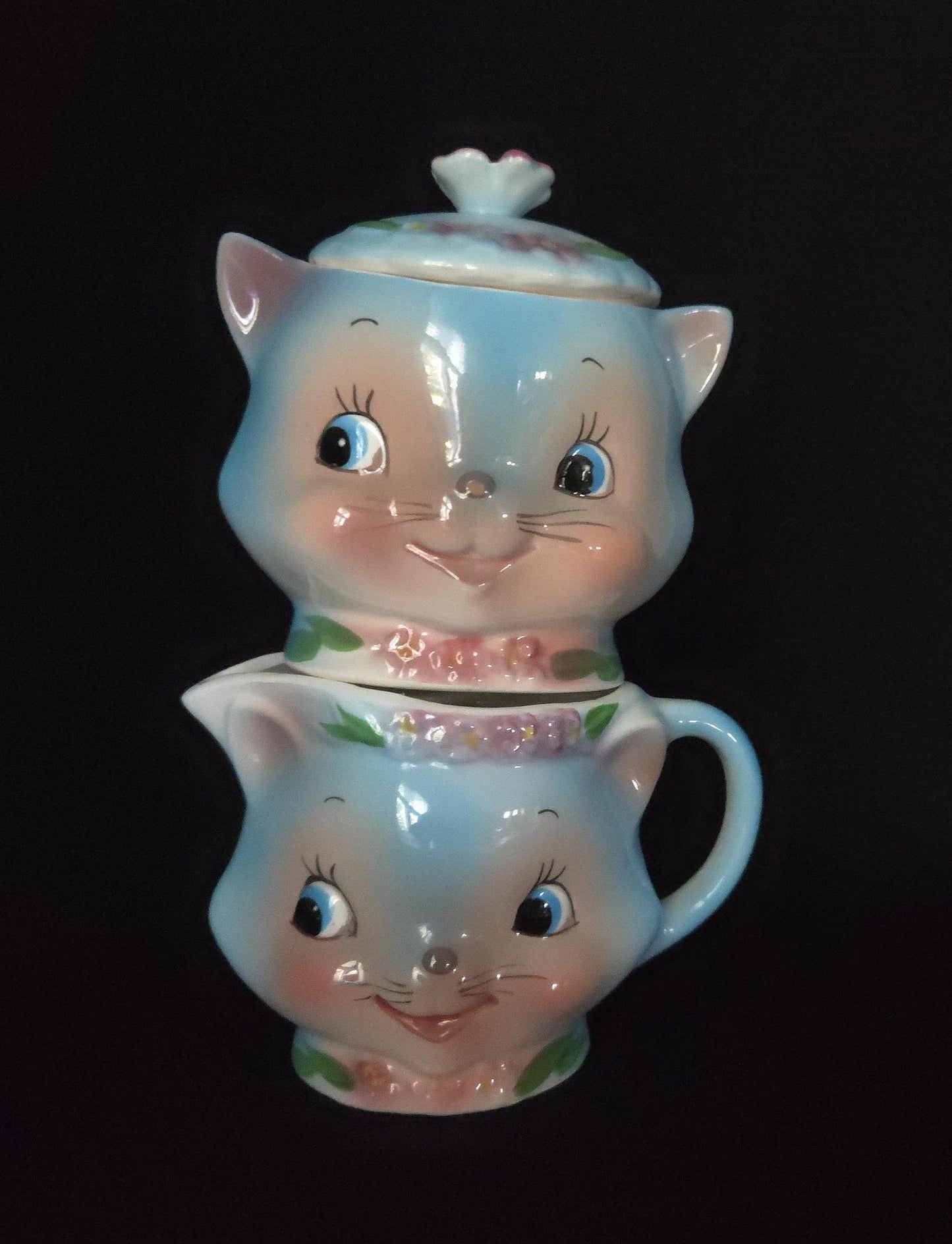 Rare Norcrest Blue Cat Teapot/ 1950's Kitchen Character Collectible/ Anthropomorphic PY Blue Cat