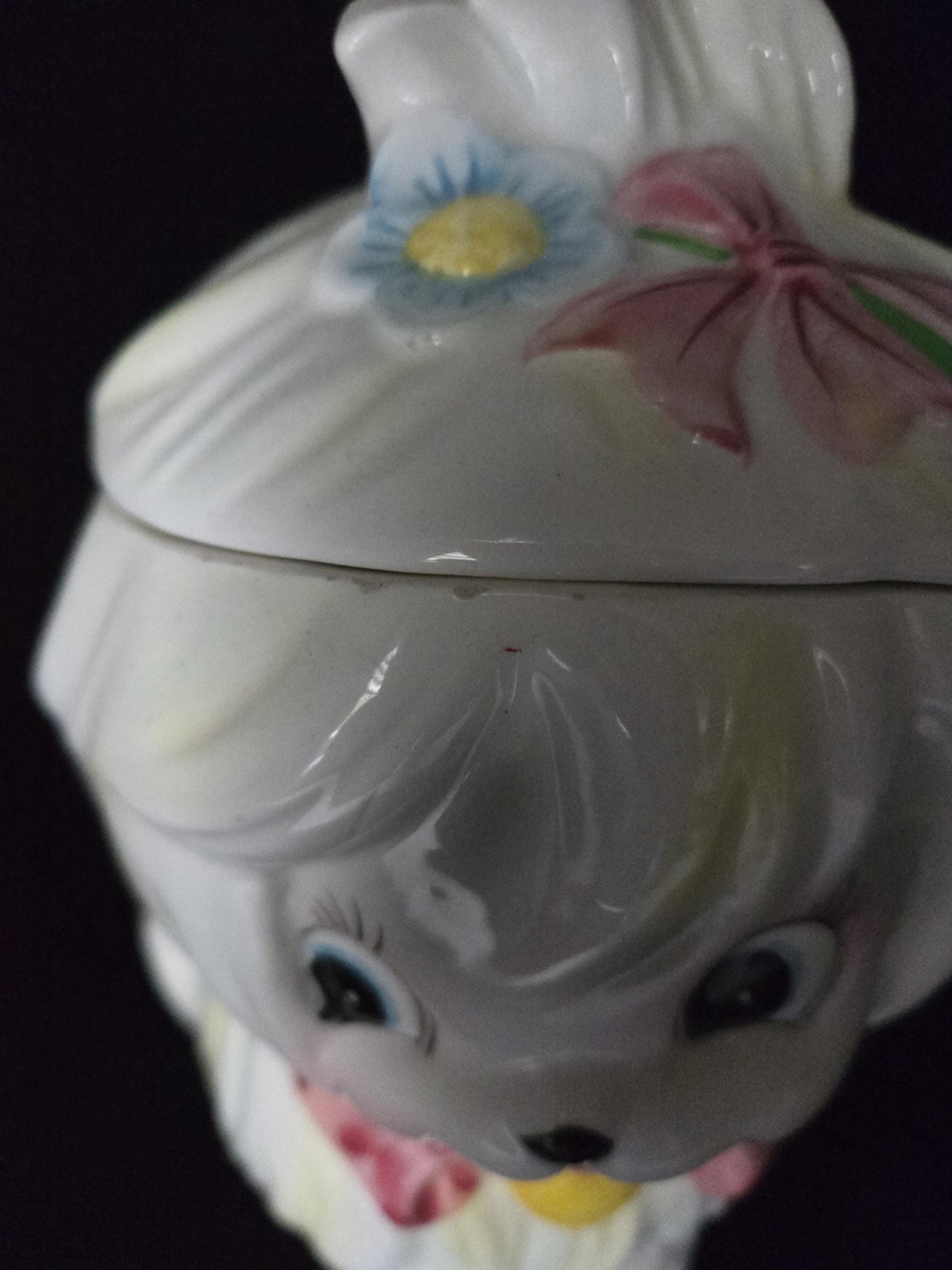 Rare PY Maltese Puppy Anthropomorphic Cookie Jar/ 1950's Cookie Jar Collectible/ Vintage PY Puppy Cookie Jar