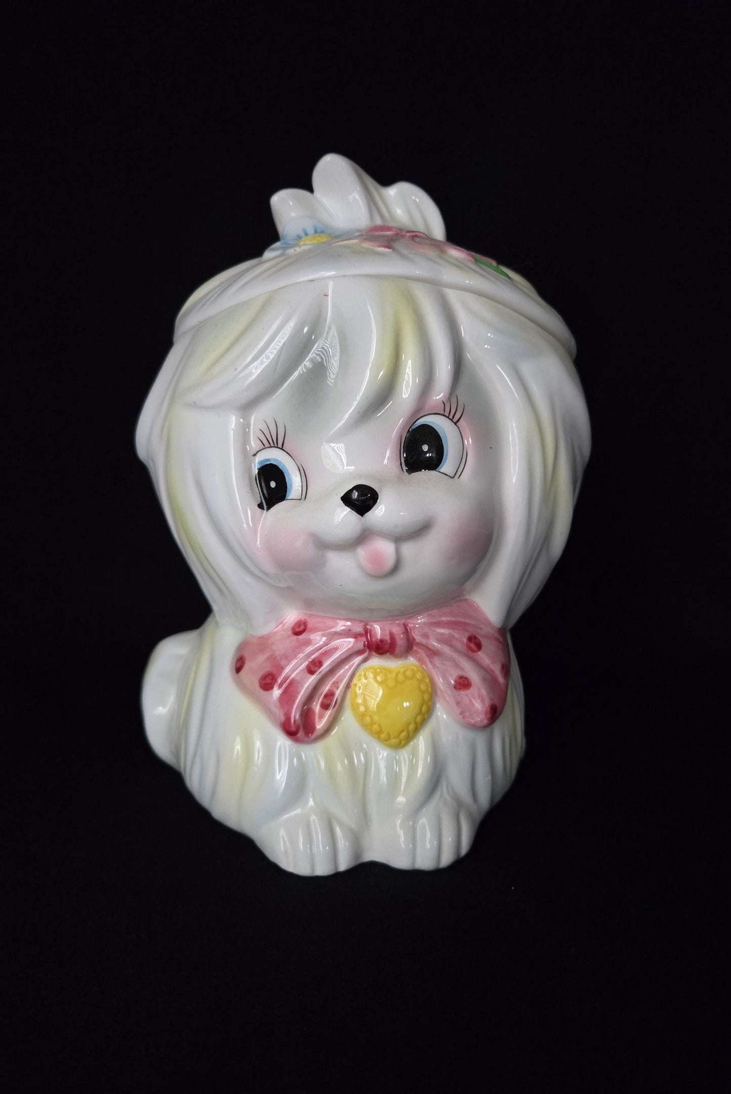 Rare PY Maltese Puppy Anthropomorphic Cookie Jar/ 1950's Cookie Jar Collectible/ Vintage PY Puppy Cookie Jar