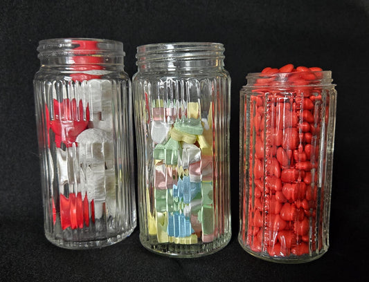 1940 Hoosier Spice Shakers/ Depression Glass Ribbed Spice Jars/ Vintage Hoosier Shaker Storage Jars