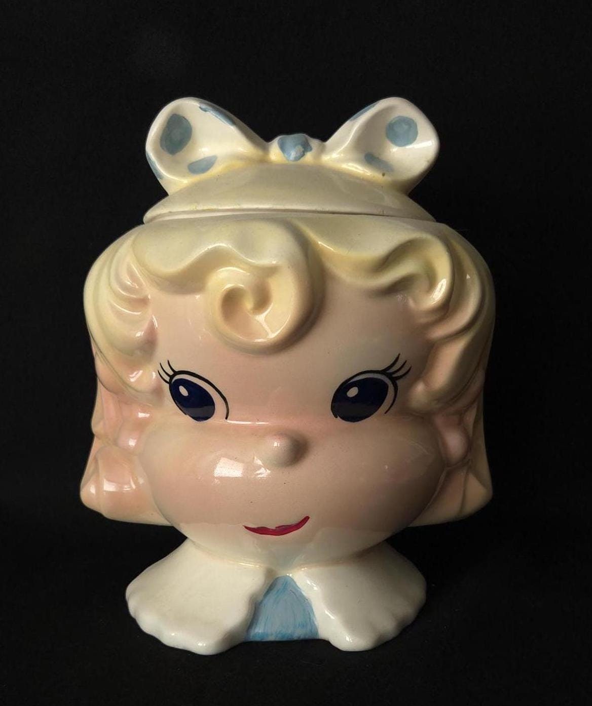 Metlox Candy Girl Cookie Jar/ Vintage 1950 Collectible Cookie Jar / Poppytrail USA California Pottery