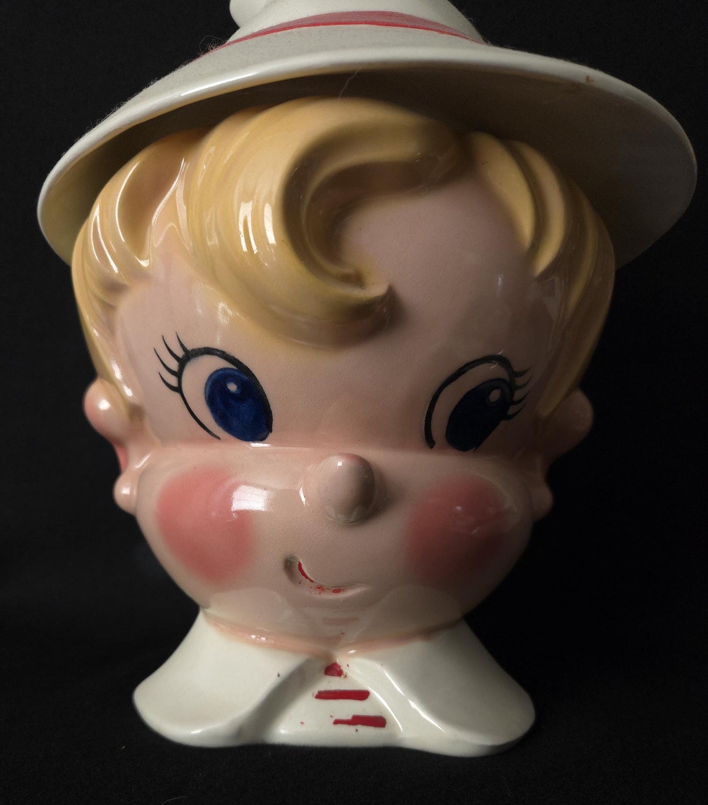 HTF Metlox Candy Boy Cookie Jar/ Vintage 1950 Collectible Cookie Jar / Poppytrail USA California Pottery