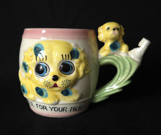 Vintage Whistle for Your Milk Mug/ Mid Century Child Novelty Mug/ Kitschy Whistling Mug