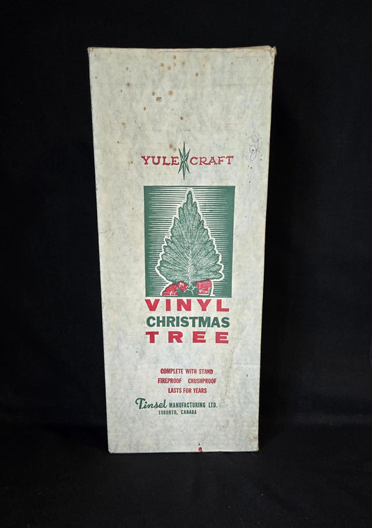 MINT Vintage Green Vinyl Tinsel Christmas Tree/ 1960's Kitschy Holiday Decor/ Yulecraft Vinyl Table Top Christmas Tree