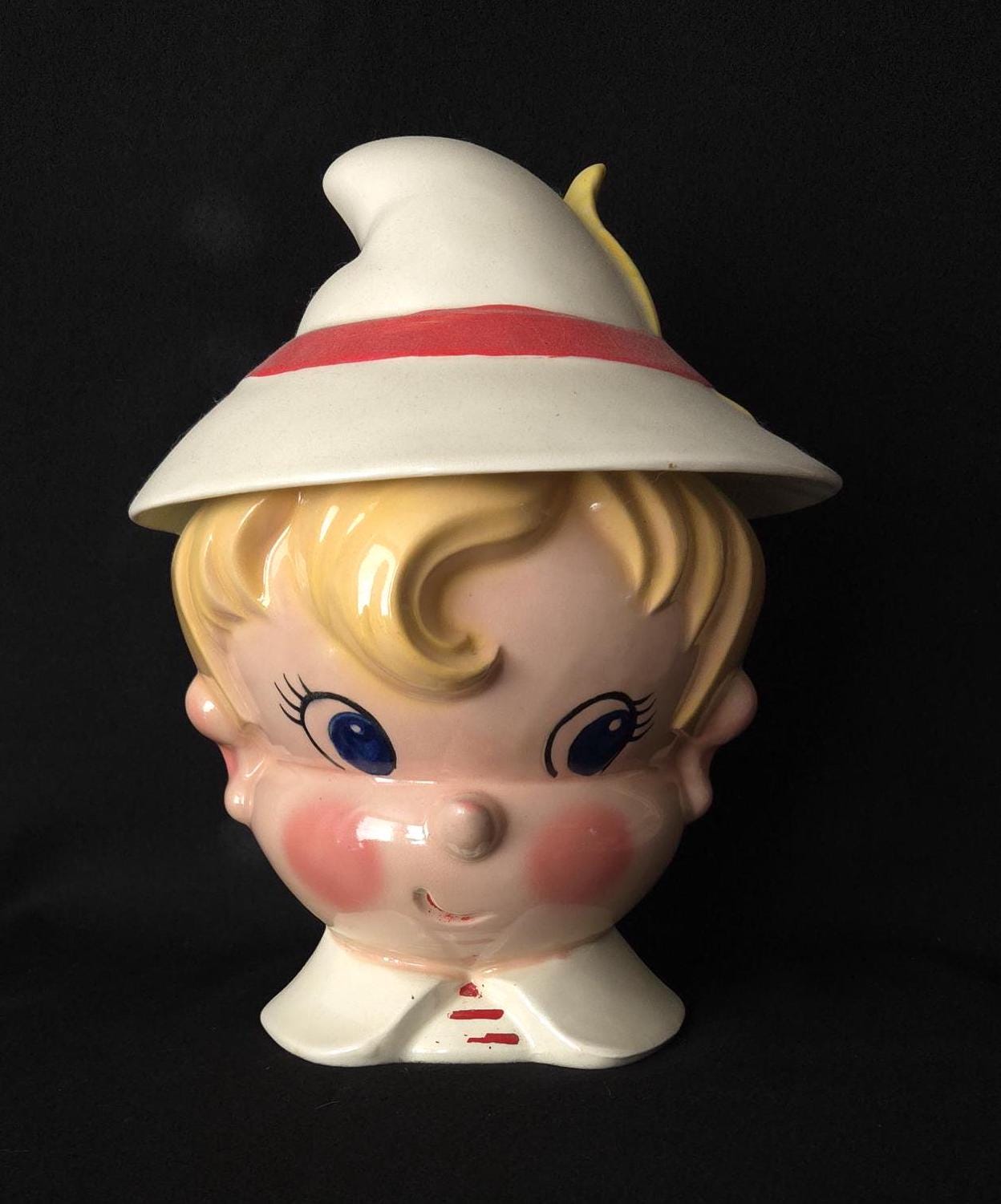 HTF Metlox Candy Boy Cookie Jar/ Vintage 1950 Collectible Cookie Jar / Poppytrail USA California Pottery